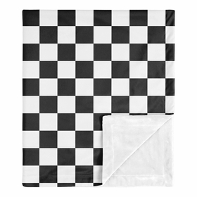 Gingham Checkered Plaid Collection Baby Blanket - Black and White