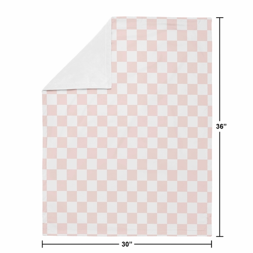 Gingham Checkered Plaid Collection Baby Blanket - Pink and White - alt image 3