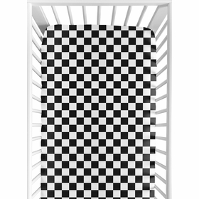 Gingham Checkered Plaid Collection Black and White Crib Sheet