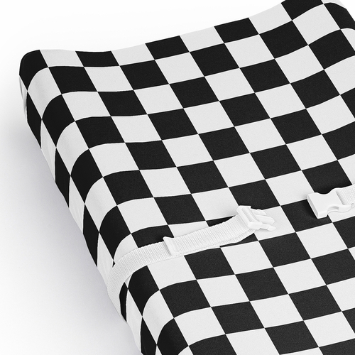 Gingham Checkered Plaid Collection Changing Pad Cover Sheets - Black and White - alt image 3