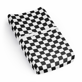 Gingham Checkered Plaid Collection Changing Pad Cover Sheets - Black and White