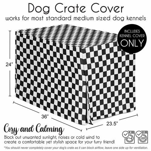 Gingham Checkered Plaid Collection Dog Crate Kennel Cover 36in. - Black and White - alt image 4
