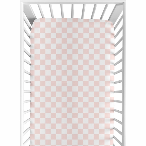 Gingham Checkered Plaid Collection Pink and White Crib Sheet