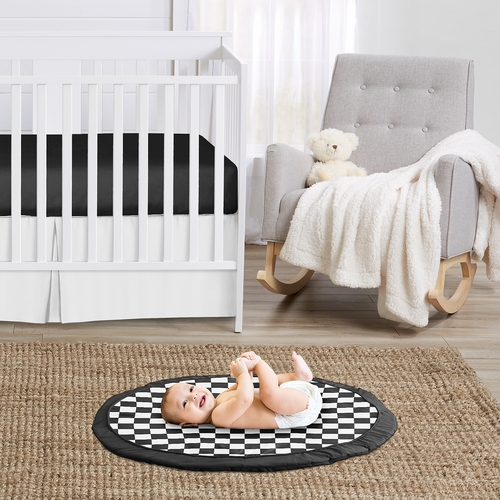 Gingham Checkered Plaid Collection Playmat - Black and White - alt image 1