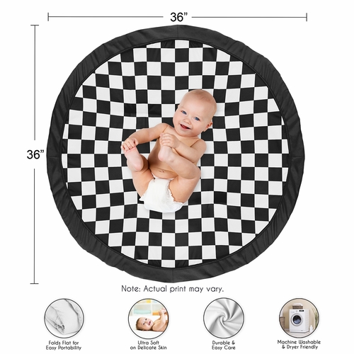 Gingham Checkered Plaid Collection Playmat - Black and White - alt image 3