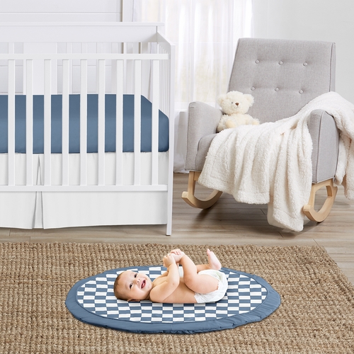 Gingham Checkered Plaid Collection Playmat  - Blue and White - alt image 1