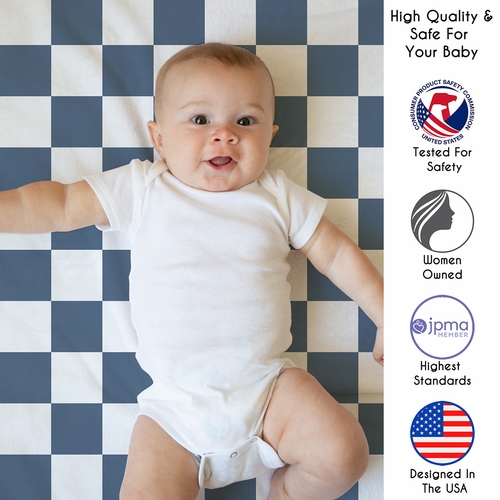 Gingham Checkered Plaid Collection Playmat  - Blue and White - alt image 2