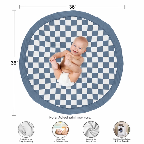 Gingham Checkered Plaid Collection Playmat  - Blue and White - alt image 3