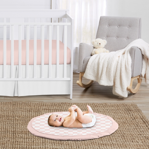 Gingham Checkered Plaid Collection Playmat - Pink and White - alt image 1