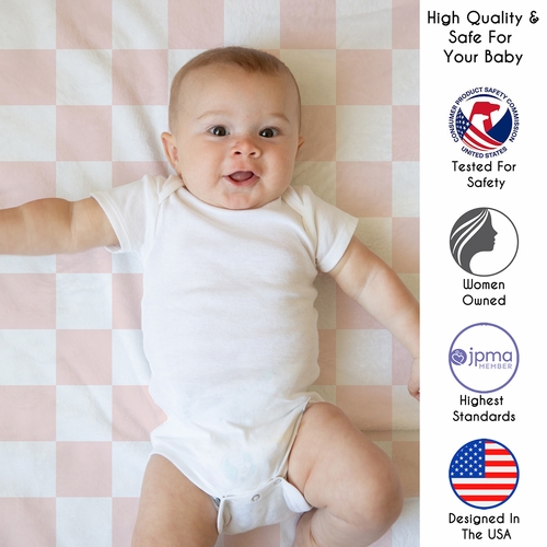 Gingham Checkered Plaid Collection Playmat - Pink and White - alt image 2