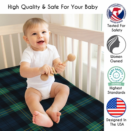 Gingham Green Plaid Collection Crib Sheet - alt image 2