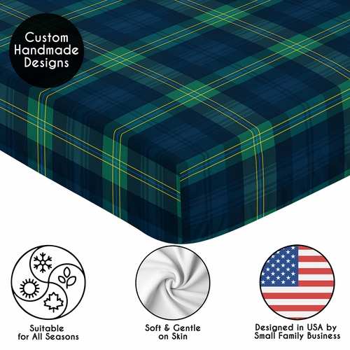 Gingham Green Plaid Collection Crib Sheet - alt image 4