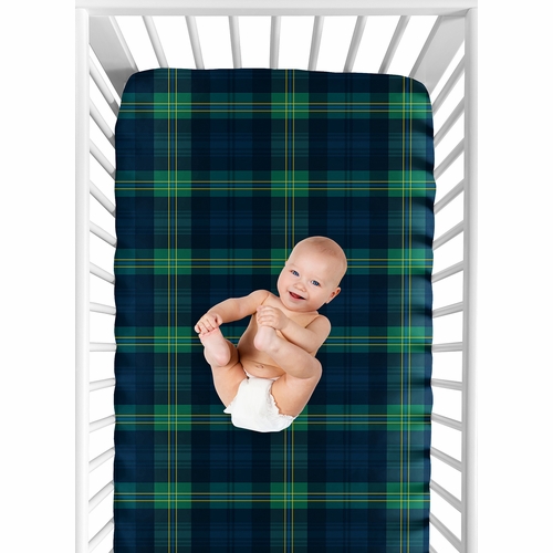Gingham Green Plaid Collection Crib Sheet - alt image 5