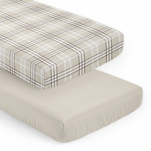 Gingham Taupe Plaid Collection 2 Pack Crib Sheets
