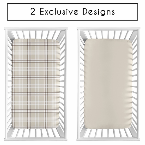 Gingham Taupe Plaid Collection 2 Pack Crib Sheets - alt image 1
