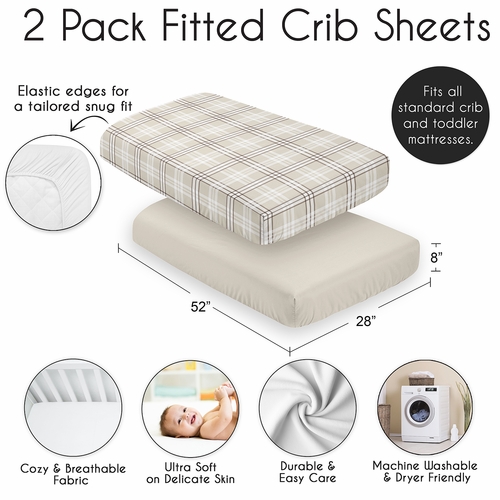 Gingham Taupe Plaid Collection 2 Pack Crib Sheets - alt image 3