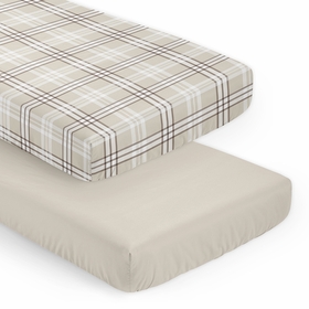 Gingham Taupe Plaid Collection 2 Pack Crib Sheets