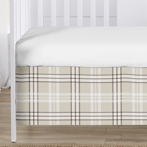 Gingham Taupe Plaid Collection 3 Piece Crib Bedding - alt image 5