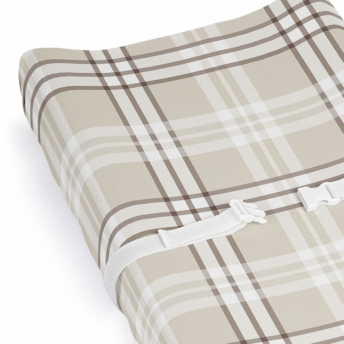 Gingham Taupe Plaid Collection Changing Pad Cover Sheet - alt image 3