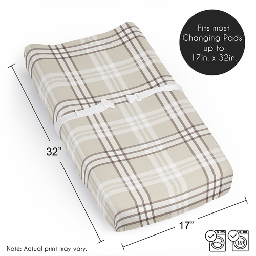 Gingham Taupe Plaid Collection Changing Pad Cover Sheet - alt image 5