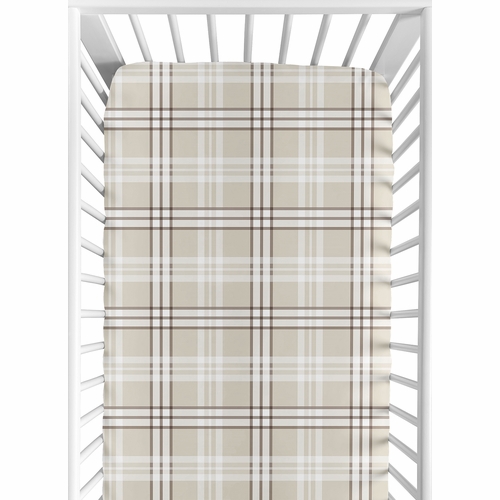 Gingham Taupe Plaid Collection Crib Sheet