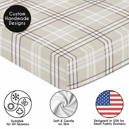 Gingham Taupe Plaid Collection Crib Sheet - alt image 4