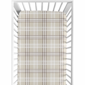 Gingham Taupe Plaid Collection Crib Sheet