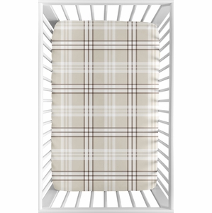 Gingham Taupe Plaid Collection Mini Crib Sheet