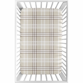 Gingham Taupe Plaid Collection Mini Crib Sheet