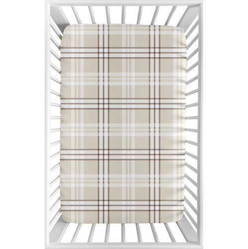 Gingham Taupe Plaid Collection Mini Crib Sheet