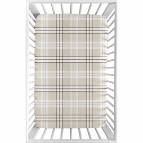 Gingham Taupe Plaid Collection Mini Crib Sheet