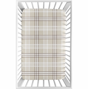 Gingham Taupe Plaid Collection Mini Crib Sheet