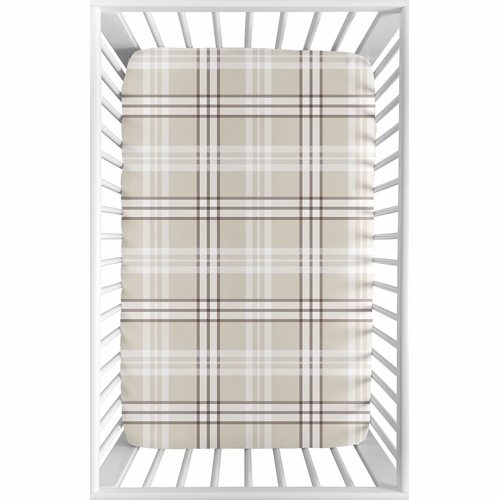 Gingham Taupe Plaid Collection Mini Crib Sheet