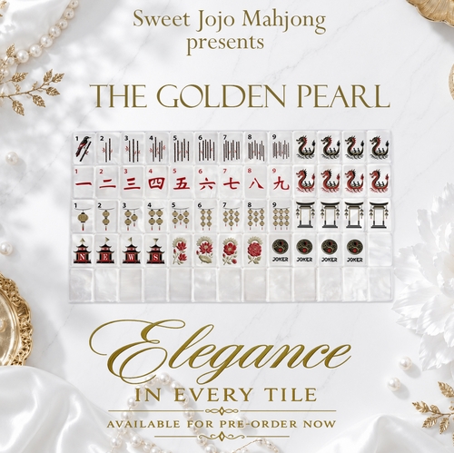 Golden Pearl Collection American Mahjong Tile Set (160PC) 1.42 Pearlescent Acrylic with Faux Leather Travel Bag - alt image 3