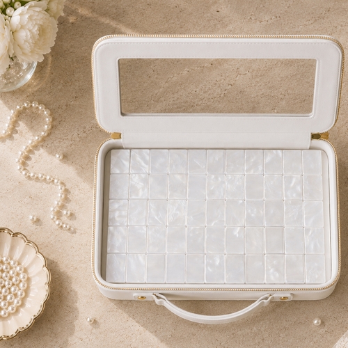 Golden Pearl Collection American Mahjong Tile Set (160PC) 1.42 Pearlescent Acrylic with Faux Leather Travel Bag - alt image 5