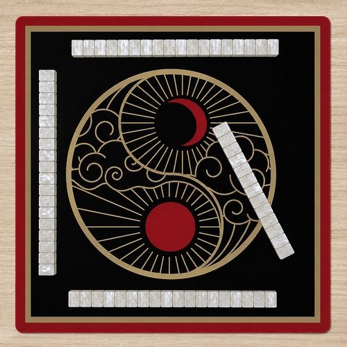 Golden Pearl Collection Mahjong Mat for Table - Shipped Rolled - alt image 1