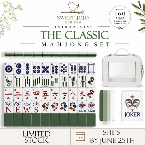 Green Classic Collection American Mahjong Tile Set (160pc) 1.26in. Layered Acrylic with White Faux Leather Travel Bag - alt image 3