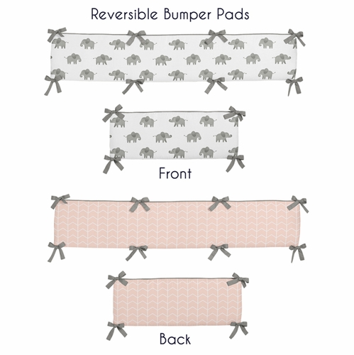 Grey and Blush Pink Elephant 9 Piece Crib Bedding Collection - alt image 1