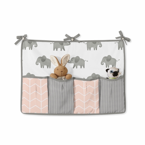 Grey and Blush Pink Elephant 9 Piece Crib Bedding Collection - alt image 4