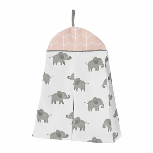 Grey and Blush Pink Elephant 9 Piece Crib Bedding Collection - alt image 5