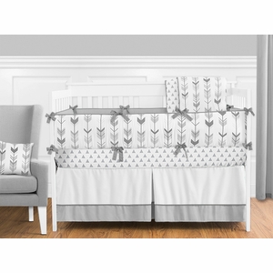 Grey and White Mod Arrow 9 Piece Crib Bedding Collection