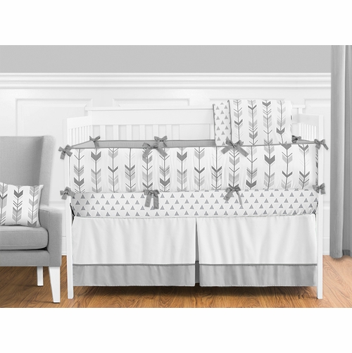 Grey and White Mod Arrow 9 Piece Crib Bedding Collection