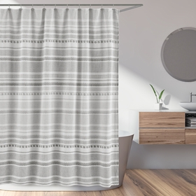 Grey Boho Tribal Jacquard Collection Shower Curtain