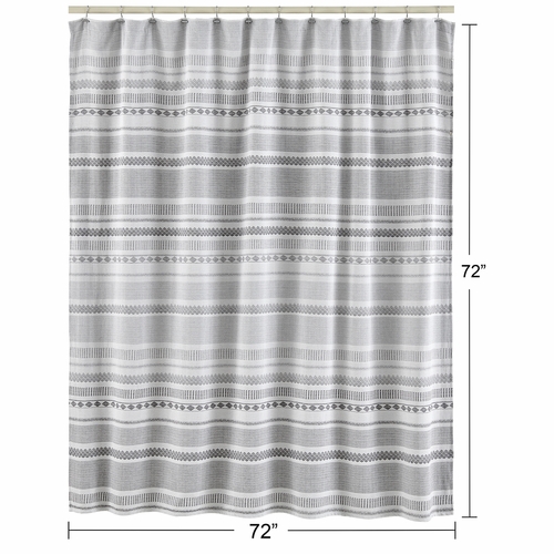 Grey Boho Tribal Jacquard Collection Shower Curtain - alt image 2