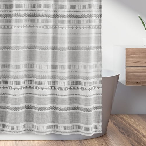 Grey Boho Tribal Jacquard Collection Shower Curtain - alt image 3