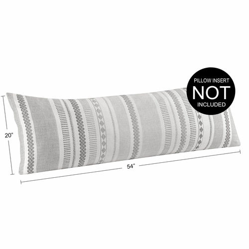 Grey Boho Tribal Jacquard Collection Vertical Stripes Full Length Body Pillow Cover - alt image 3