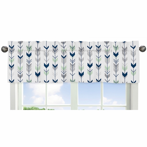 Mod Arrow Grey, Navy and Mint Collection Window Valance