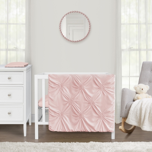 Harper Blush Pink Collection 3 Piece Mini Crib Bedding Set