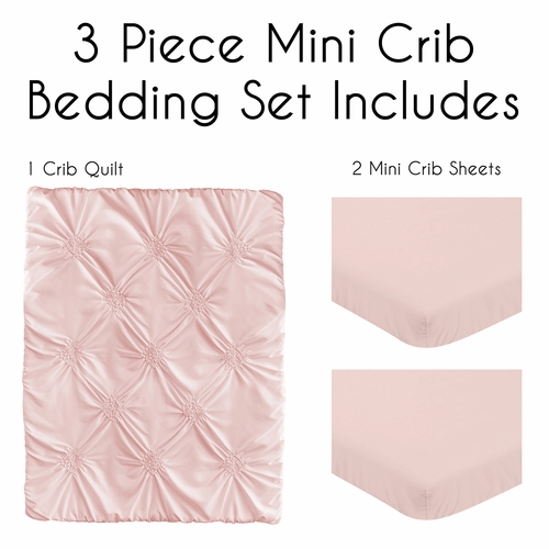 Harper Blush Pink Collection 3 Piece Mini Crib Bedding Set - alt image 1
