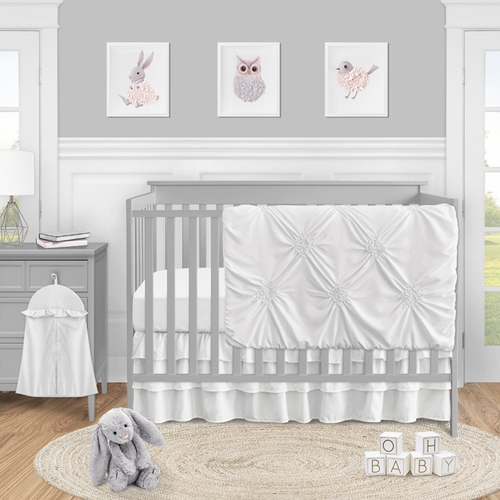Harper White Collection 4 Piece Crib Bedding